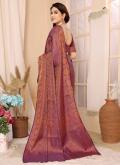 Purple color Woven Kanjivaram Silk Classic Designer Saree - 1
