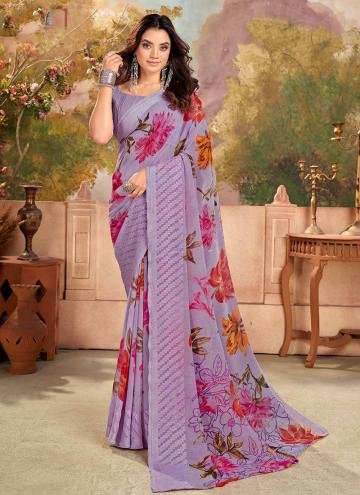Purple Contemporary Saree in Georgette with Printed