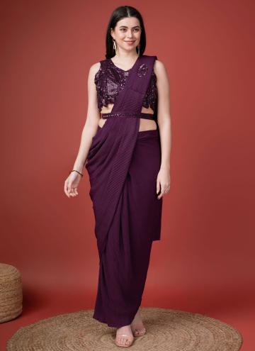 Purple Crush Embroidered Trendy Saree