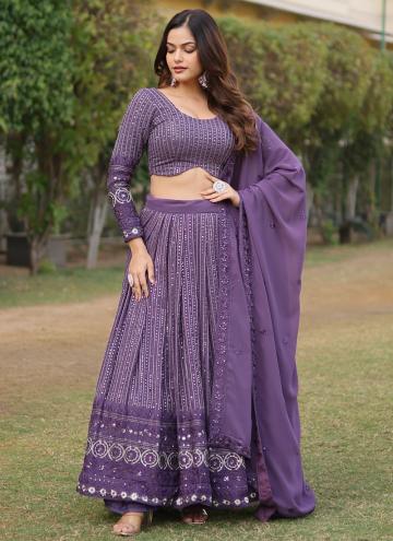 Purple Designer Lehenga Choli in Faux Georgette with Embroidered
