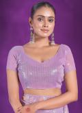 Purple Designer Saree in Shimmer with Embroidered - 1