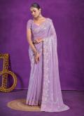 Purple Designer Saree in Shimmer with Embroidered - 3