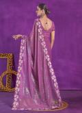 Purple Designer Saree in Shimmer with Embroidered - 2