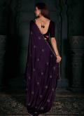 Purple Georgette Satin Cutwork Classic Designer Saree for Ceremonial - 2