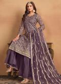 Purple Net Embroidered Salwar Suit - 2