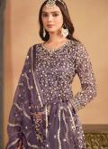 Purple Net Embroidered Salwar Suit - 3