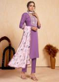 Purple Salwar Suit in Silk with Embroidered - 2