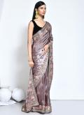 Purple Satin Silk Embroidered Classic Designer Saree for Ceremonial - 2