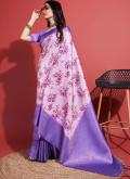 Purple Silk Digital Print Designer Saree for Ceremonial - 3