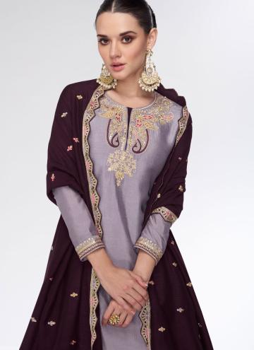 Purple Silk Embroidered Readymade Lehenga Choli for Ceremonial