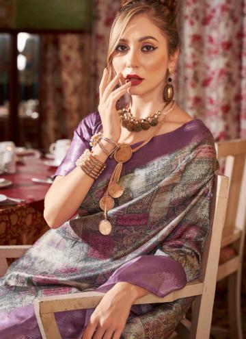 Purple Silk Fancy work Trendy Saree