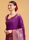 Purple Silk Jacquard Work Designer Saree for Ceremonial - 1