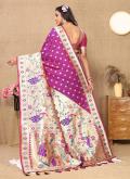 Purple Silk Woven Classic Designer Saree - 2