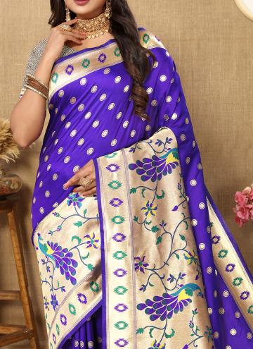 Purple Silk Woven Trendy Saree for Ceremonial