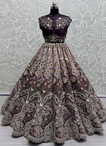 Purple Velvet Dori Work Lehenga Choli for Bridal