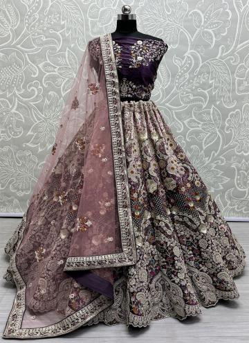 Purple Velvet Dori Work Lehenga Choli for Bridal