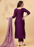 Purple Vichitra Silk Cord Trendy Salwar Kameez - 1
