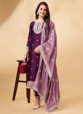 Purple Vichitra Silk Cord Trendy Salwar Kameez - 3