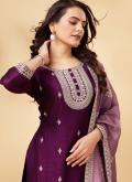 Purple Vichitra Silk Cord Trendy Salwar Kameez - 4
