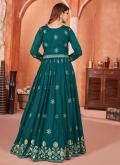 Rama color Art Silk Salwar Suit with Embroidered - 1