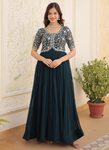 Rama Faux Georgette Embroidered Gown for Festival