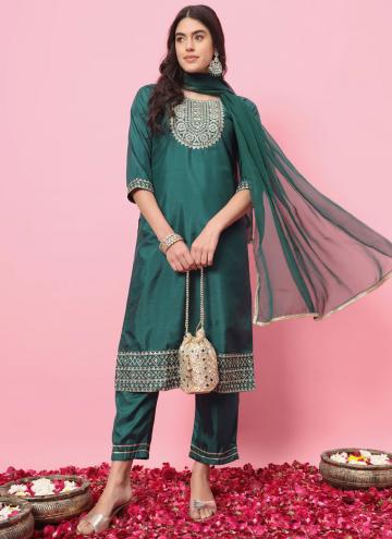 Rama Silk Blend Embroidered Salwar Suit for Ceremo