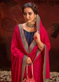Rani color Sequins Work Vichitra Silk Classic Designer Saree - 1