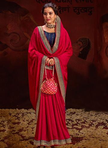Rani color Sequins Work Vichitra Silk Classic Desi