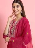 Rani color Silk Blend Trendy Salwar Suit with Embroidered - 3