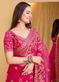 Rani color Silk Classic Designer Saree with Embroidered - 1