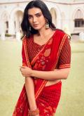 Red color Georgette Classic Designer Saree with Printed - 1