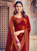 Red color Georgette Trendy Saree with Printed - 1