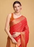 Red color Patola Silk Trendy Saree with Jacquard Work - 1