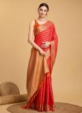 Red color Patola Silk Trendy Saree with Jacquard Work - 3