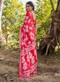 Red color Pure Silk Casual Saree with Digital Print - 2