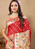 Red color Woven Silk Designer Saree - 1