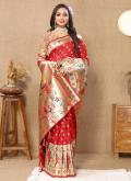 Red color Woven Silk Designer Saree - 3