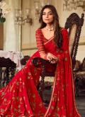 Red Georgette Printed Traditional Saree for Ceremonial - 1