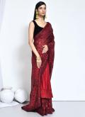 Red Silk Embroidered Classic Designer Saree for Ceremonial - 2