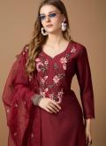 Red Silk Embroidered Salwar Suit for Ceremonial - 2