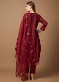 Red Silk Embroidered Salwar Suit for Ceremonial - 3