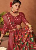Red Silk Printed Classic Designer Saree for Ceremonial - 1