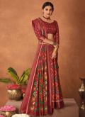 Red Silk Printed Classic Designer Saree for Ceremonial - 2