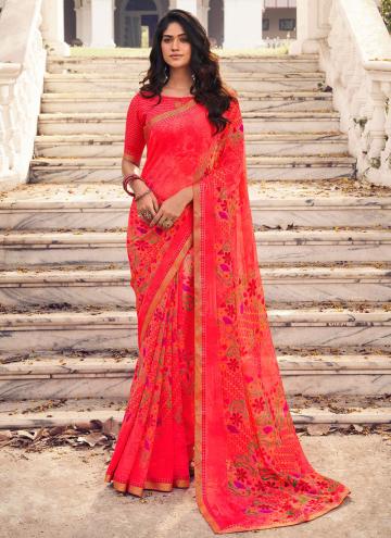 Red Trendy Saree in Georgette with Printed