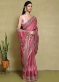 Red Trendy Saree in Satin Silk with Woven - 2