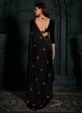 Remarkable Black Georgette Satin Cutwork Trendy Saree for Ceremonial - 2
