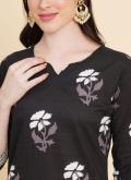 Remarkable Floral Print Cotton  Black Trendy Salwar Suit - 3