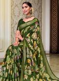 Remarkable Green Chiffon Printed Classic Designer Saree for Ceremonial - 1