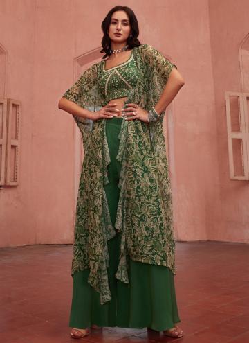 Remarkable Green Georgette Embroidered Trendy Salwar Kameez for Ceremonial