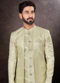 Remarkable Green Jacquard Embroidered Indo Western - 1